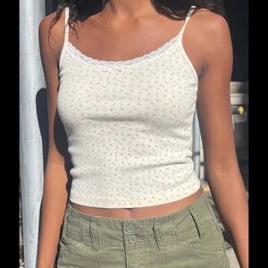 Brandy Melville Skylar Flower Lace Tank - Blue